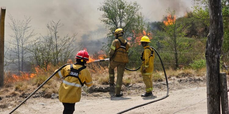 BOMBEROS COMBATEN UN INCENDIO EN EL VALLE DE CALAMUCHITA