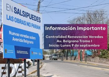 SALSIPUEDES: INICIAN OBRAS DE RENOVACIÓN DE VEREDAS EN AV. BELGRANO